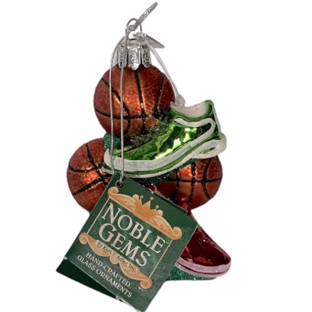 Noble Gems Handcrafted Glass Ornament - Basketballs & Sneakers